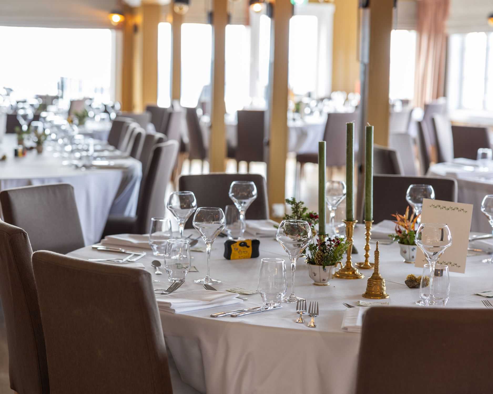Tables decorated for celebration.